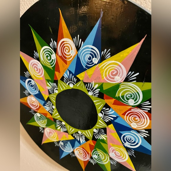 Vintage Original Painted Artwork on Wood - Boho Mandala Eclectic Tribal Folk Art - Picture 2 of 4